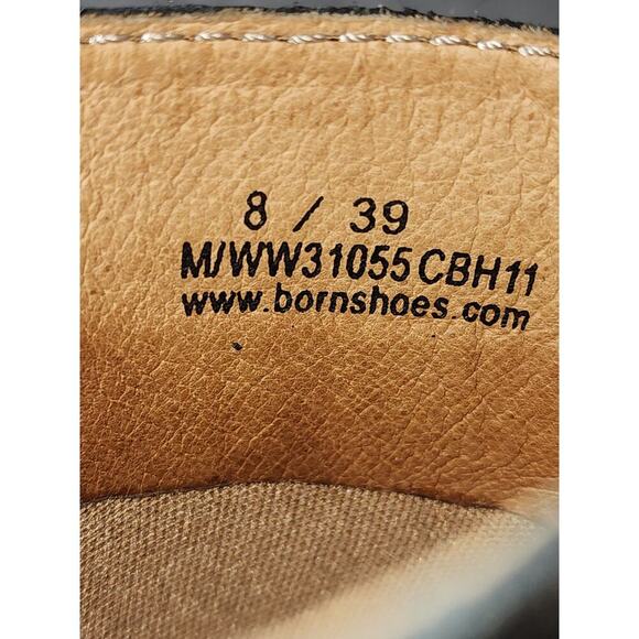 Born Slip On Wedges w/ Buckle Embellishments Black Leather Women Sz 8 Minimalist - Picture 8 of 8